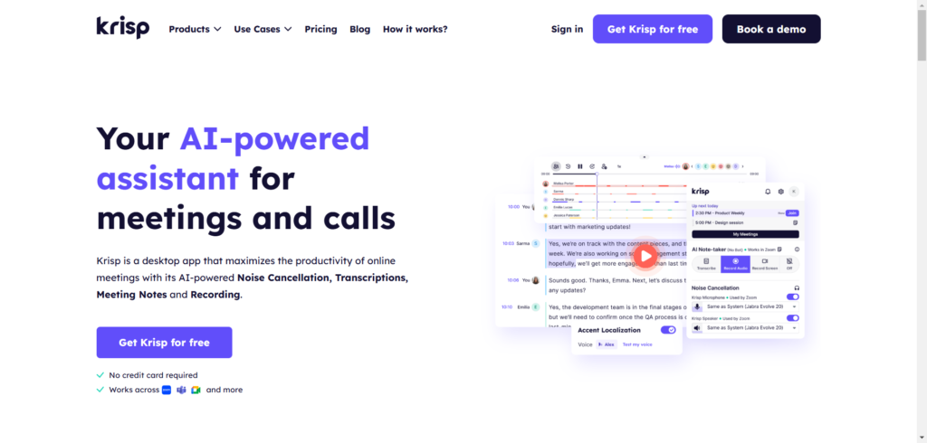 krisp ai homepage