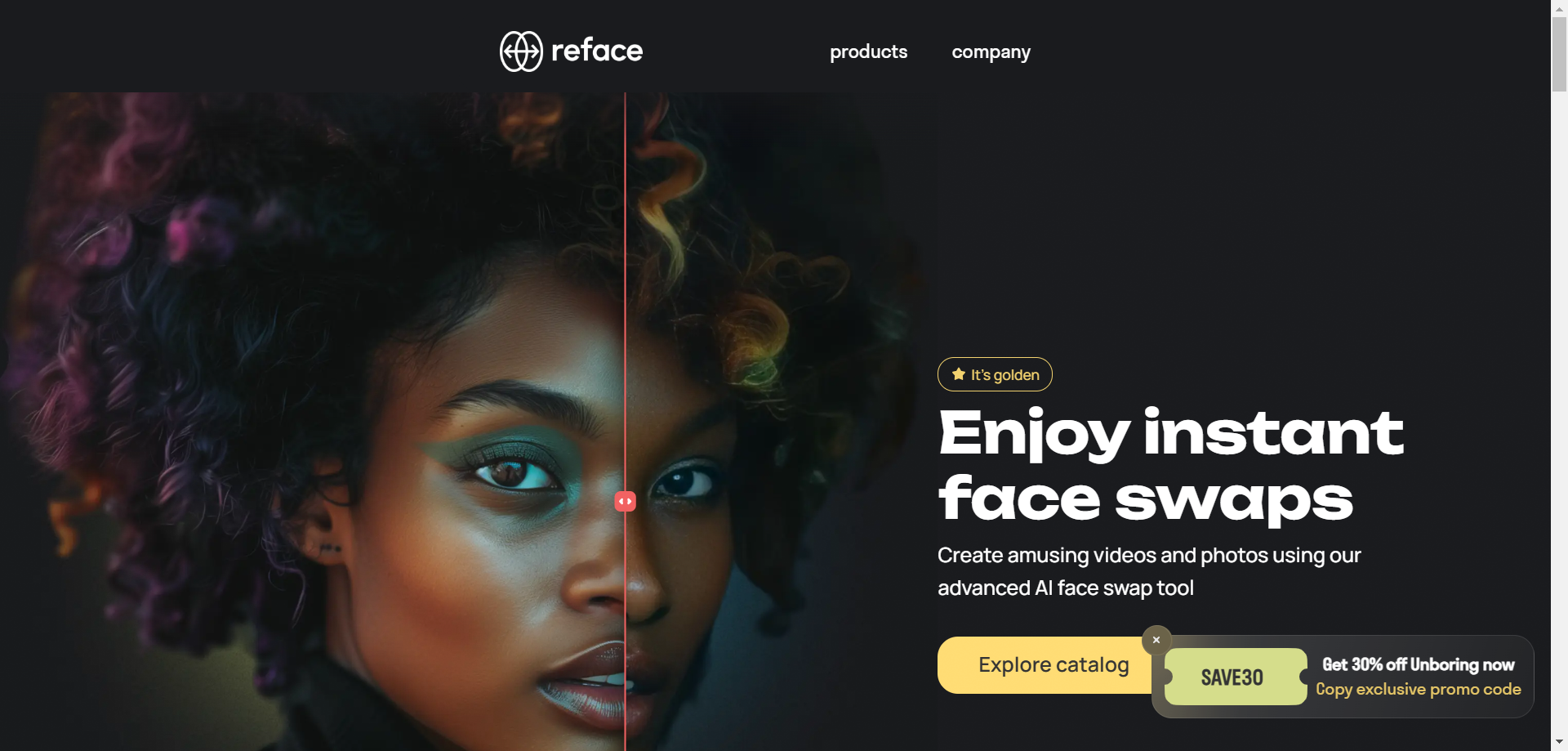 website homepage Reface AI