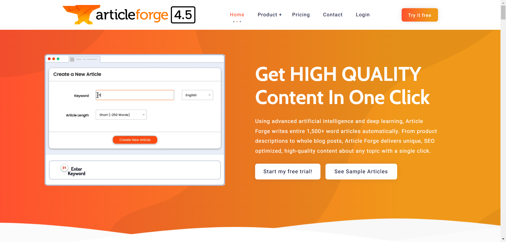 website homepage articleforge