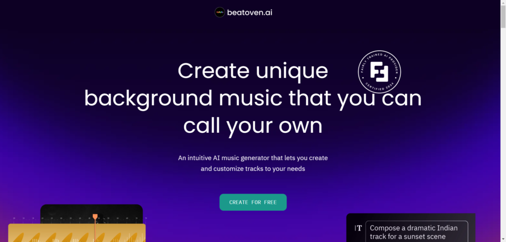 website homepage beatoven ai